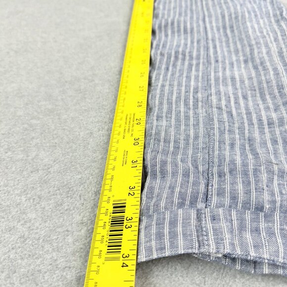 Roots Women’s S/P Striped Linen Drawstring Pants -Lt. Blue Pinstripe Relaxed Fit - Picture 8 of 11